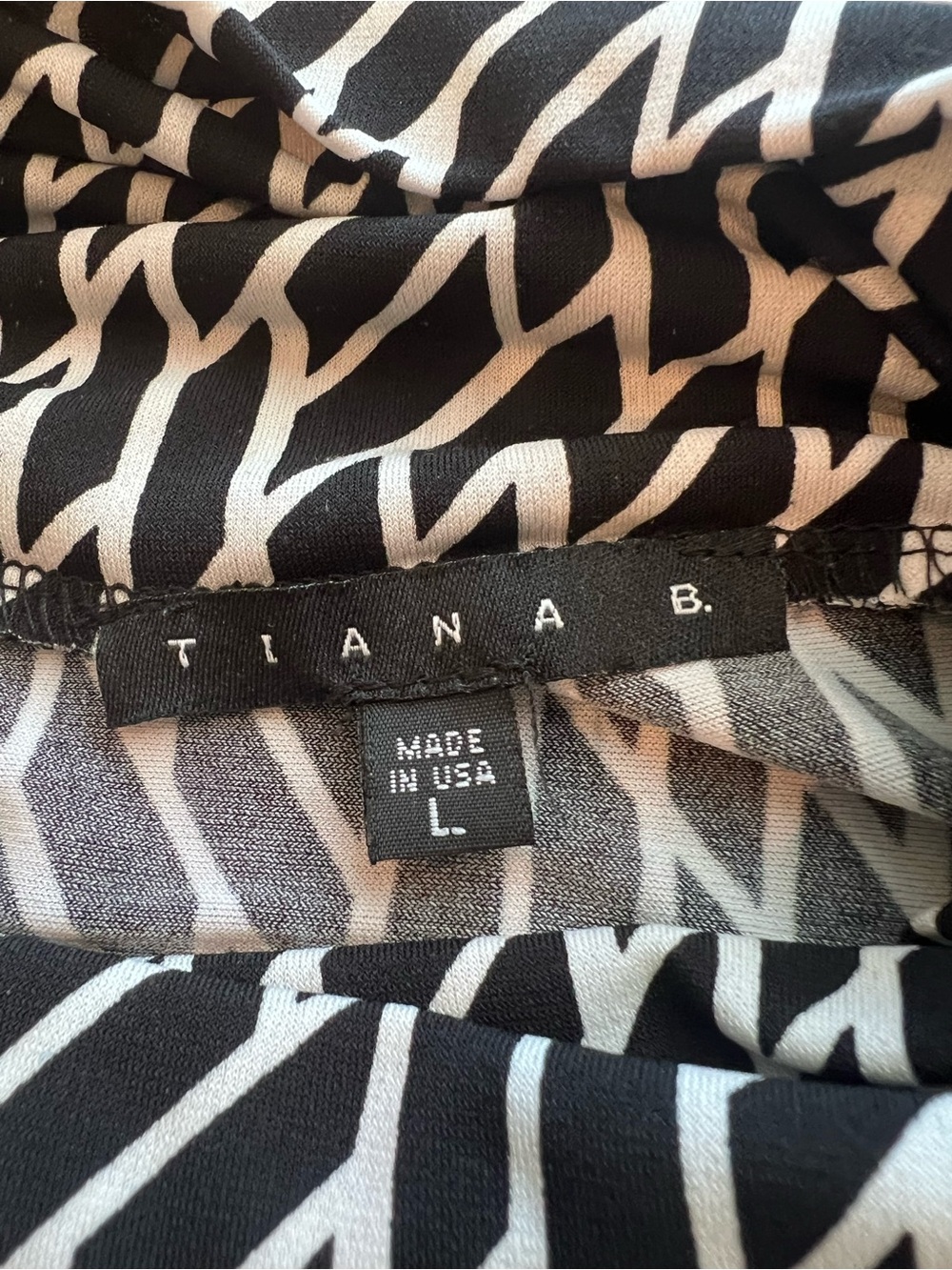 Tiana B Black White Geometric Cowl Neck Sleeveless Career Dress Size L - Picture 3 of 10